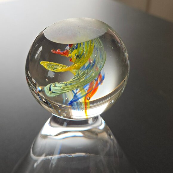 Hand Blown Cosmo Martini Glass SWIRL Bubble Ball Stem Murano Fasce Style - Picture 9 of 13